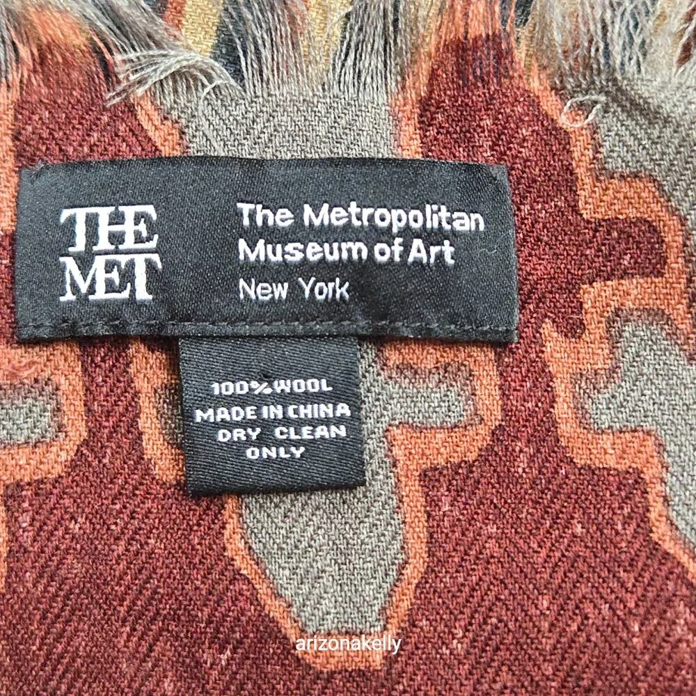 The Met Wool Soft Square Scarf Earth Tones Metropolitan Museum of Art - Picture 4 of 16